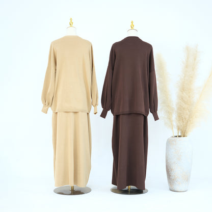 Thick Knit Two-Piece Modest Pants Set