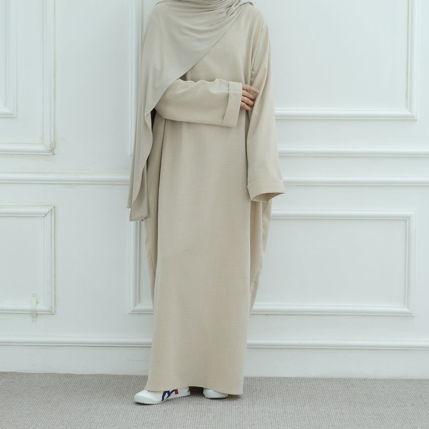 Beige Modest Islamic Everyday Layered Two-Piece Set