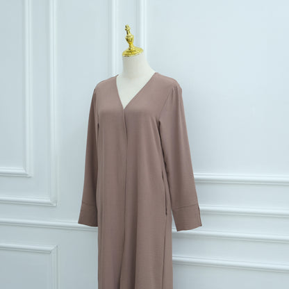 Modest Solid Color Cardigan and Maxi Skirt Two-Piece Set for Women