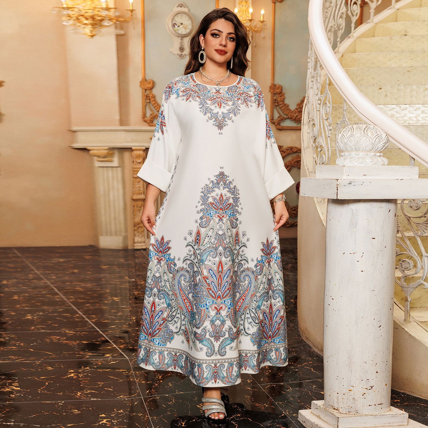 Women's Printed Flower Hot Diamond Dress
