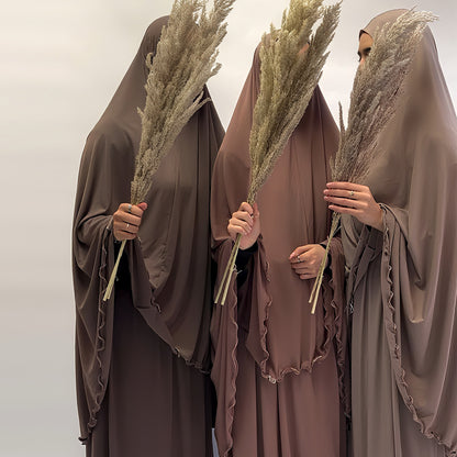 Women's Solid Color Dress and Hijab Sets