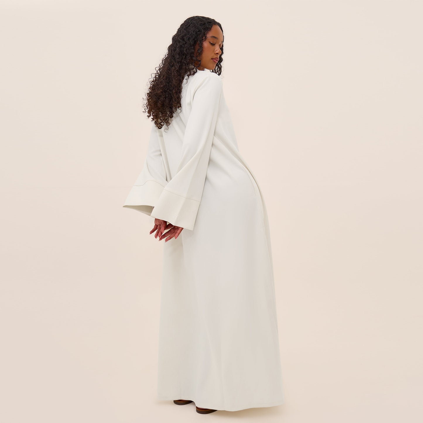 modest loose dress Modest Muslim Woman's Empire Waist Shimmery Tulle Dress - 36229