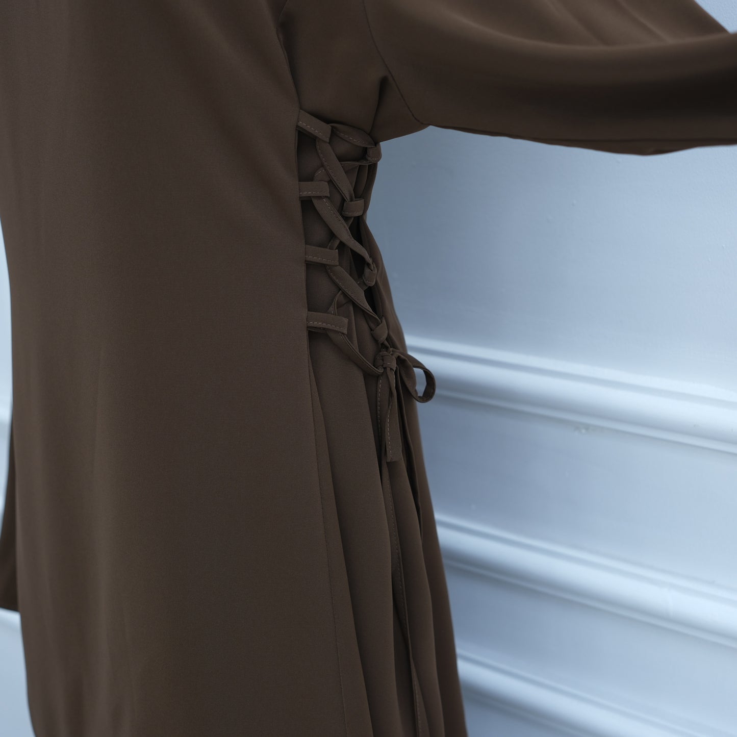 Elegant Modest Two-Piece Set with Long-Sleeve Top and Wide-Leg Pants | Nida Fabric Outfit