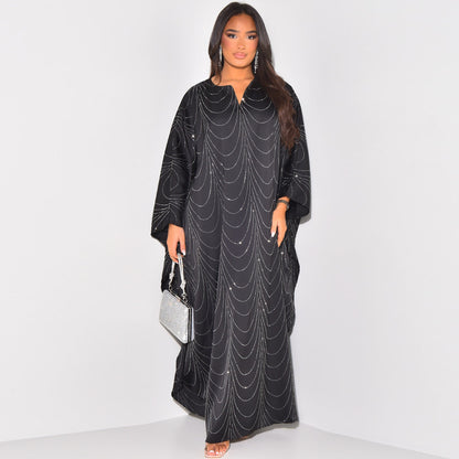 Women's Loose Hot Diamond Abaya Dress