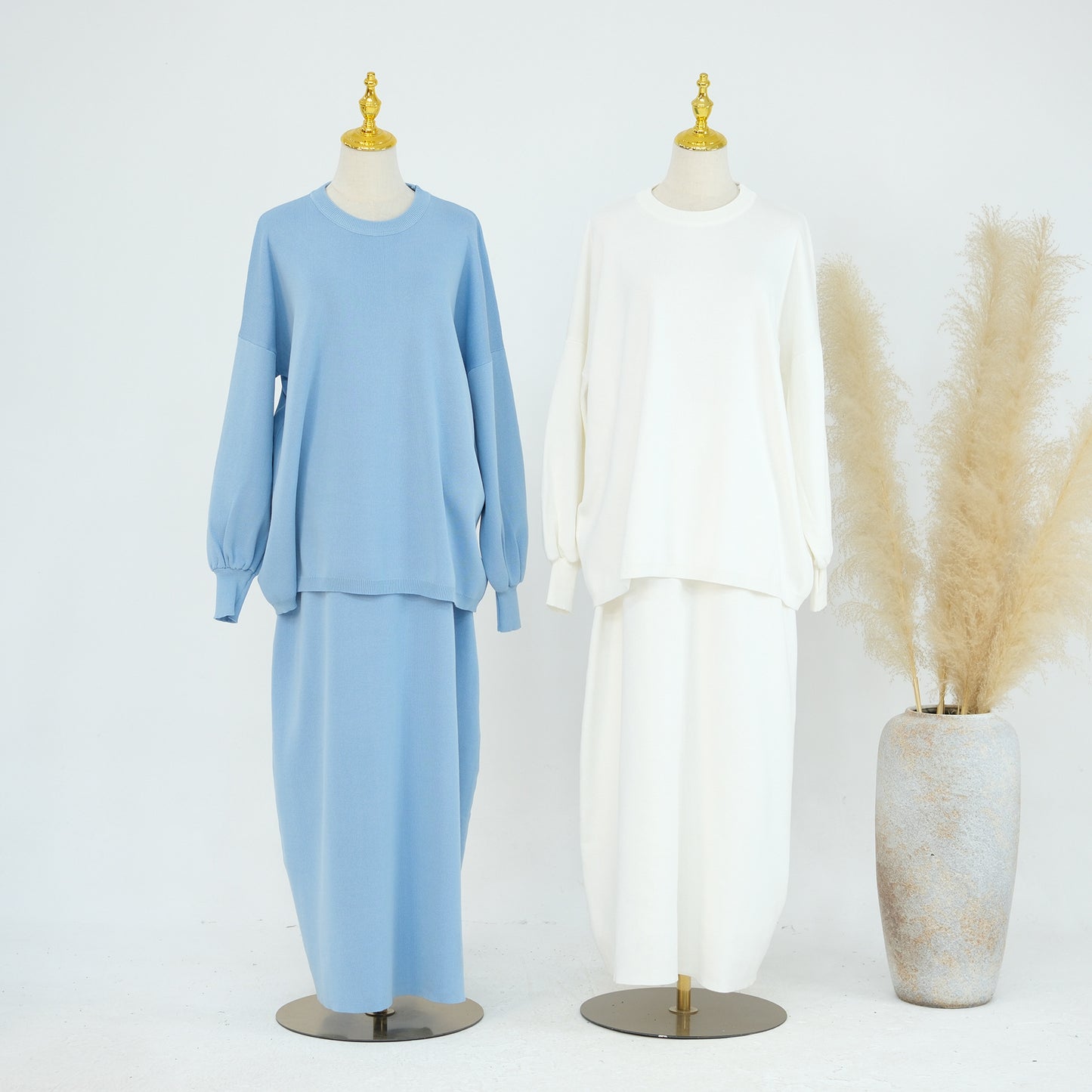 Thick Knit Two-Piece Modest Pants Set