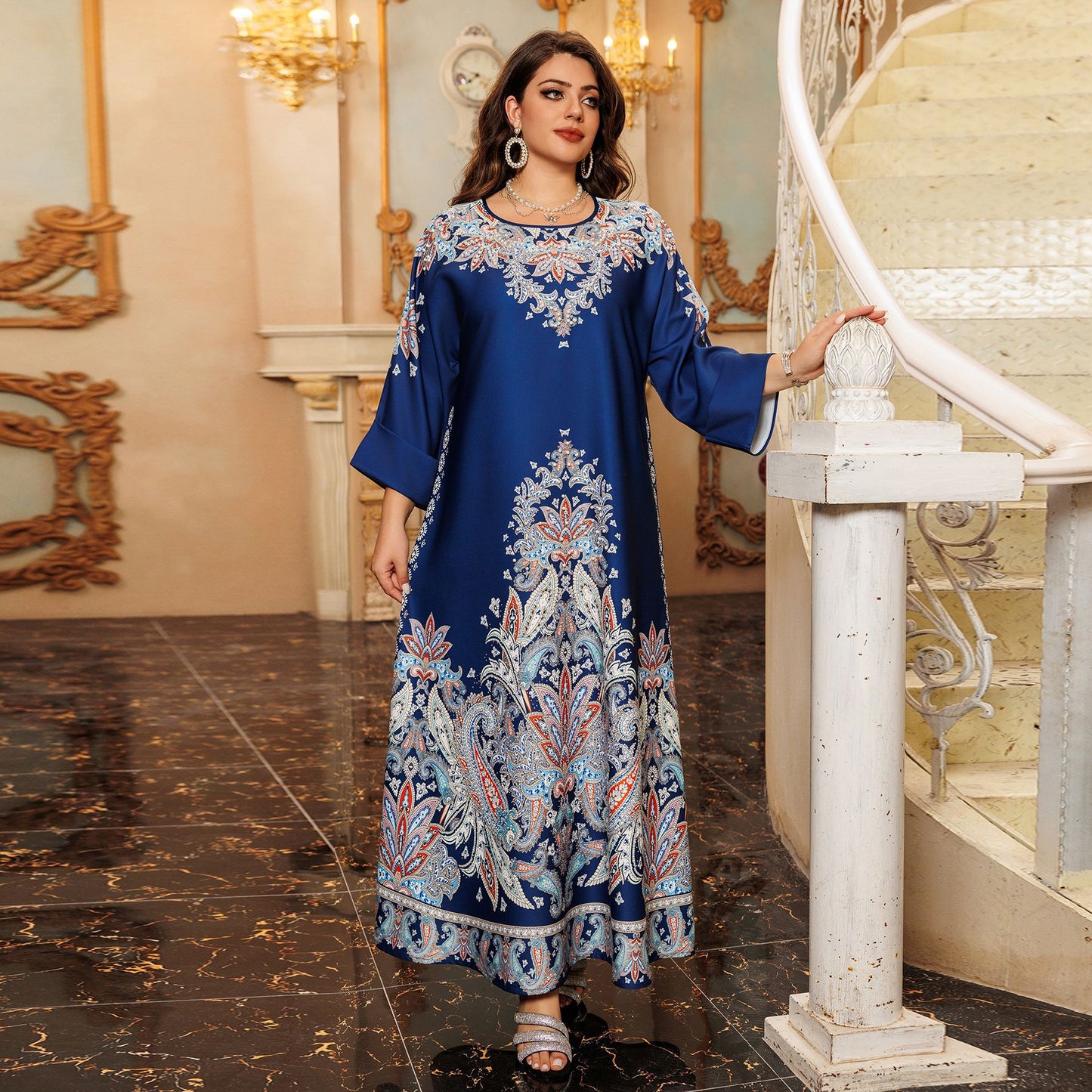 Women's Printed Flower Hot Diamond Dress