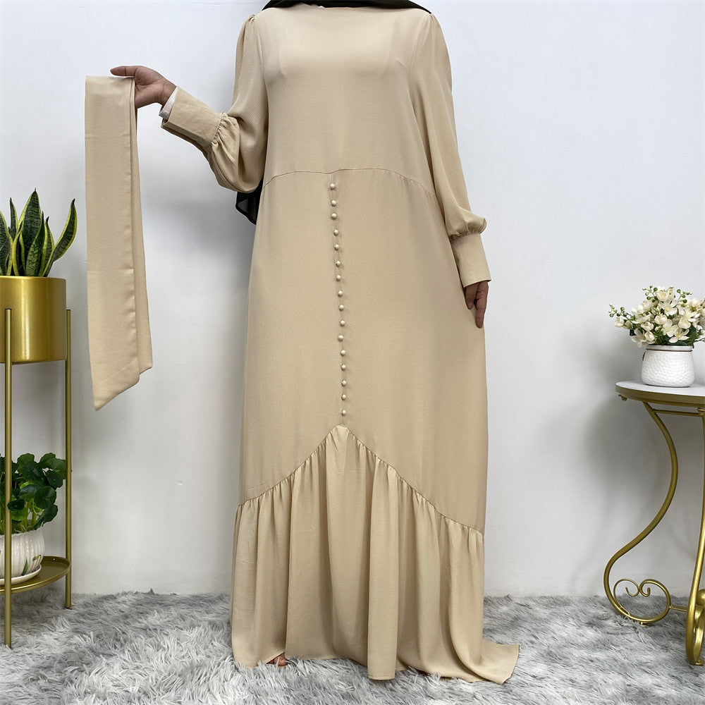 Plain Patchwork Modest Dress