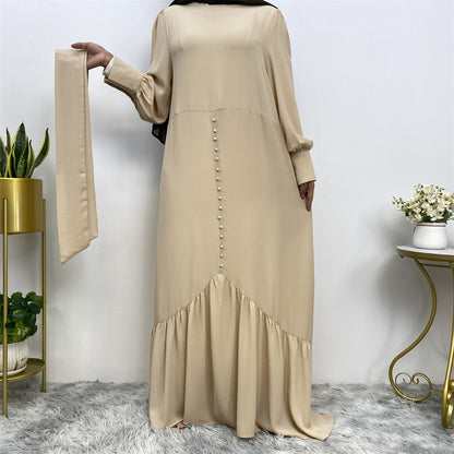 Plain Patchwork Modest Dress