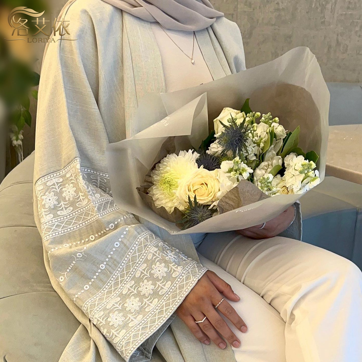 Women's Embroidered Elegant Cardigan Robe