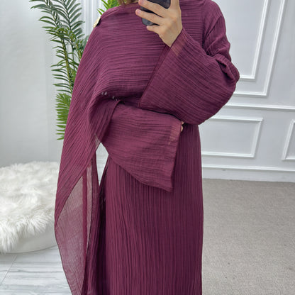 Muslim Women's Solid Color Double-Layer Dress