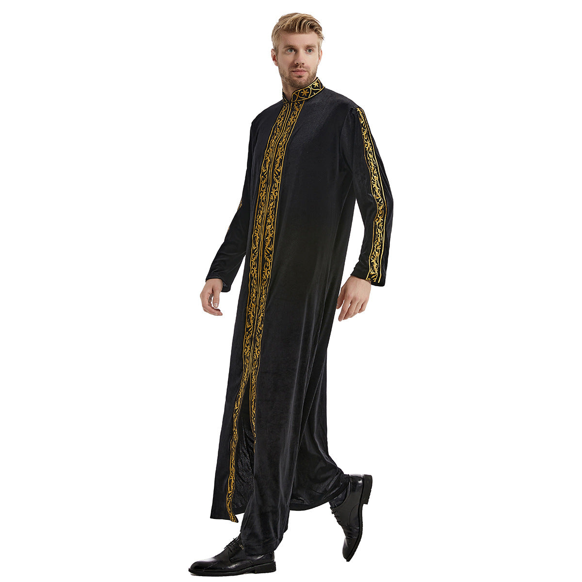 Men's Gold Velvet Embroidered Thobe
