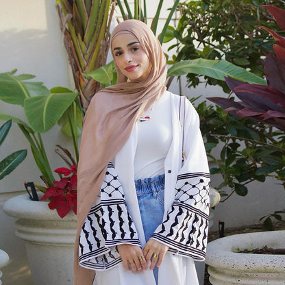 Women's White Abaya Embroidered Robe