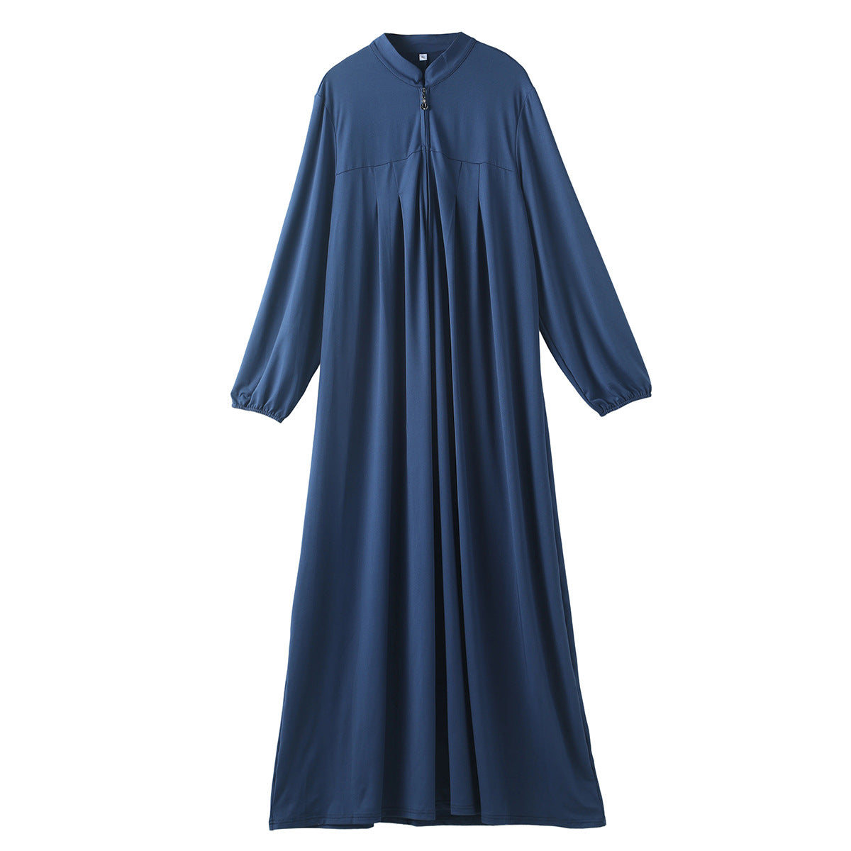 Stand Collar Maxi Dress with Pockets – Modest Long Sleeve Casual Abaya