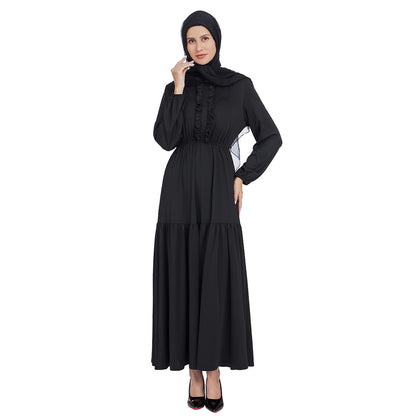 Ruffled Front Maxi Dress with Long Sleeves