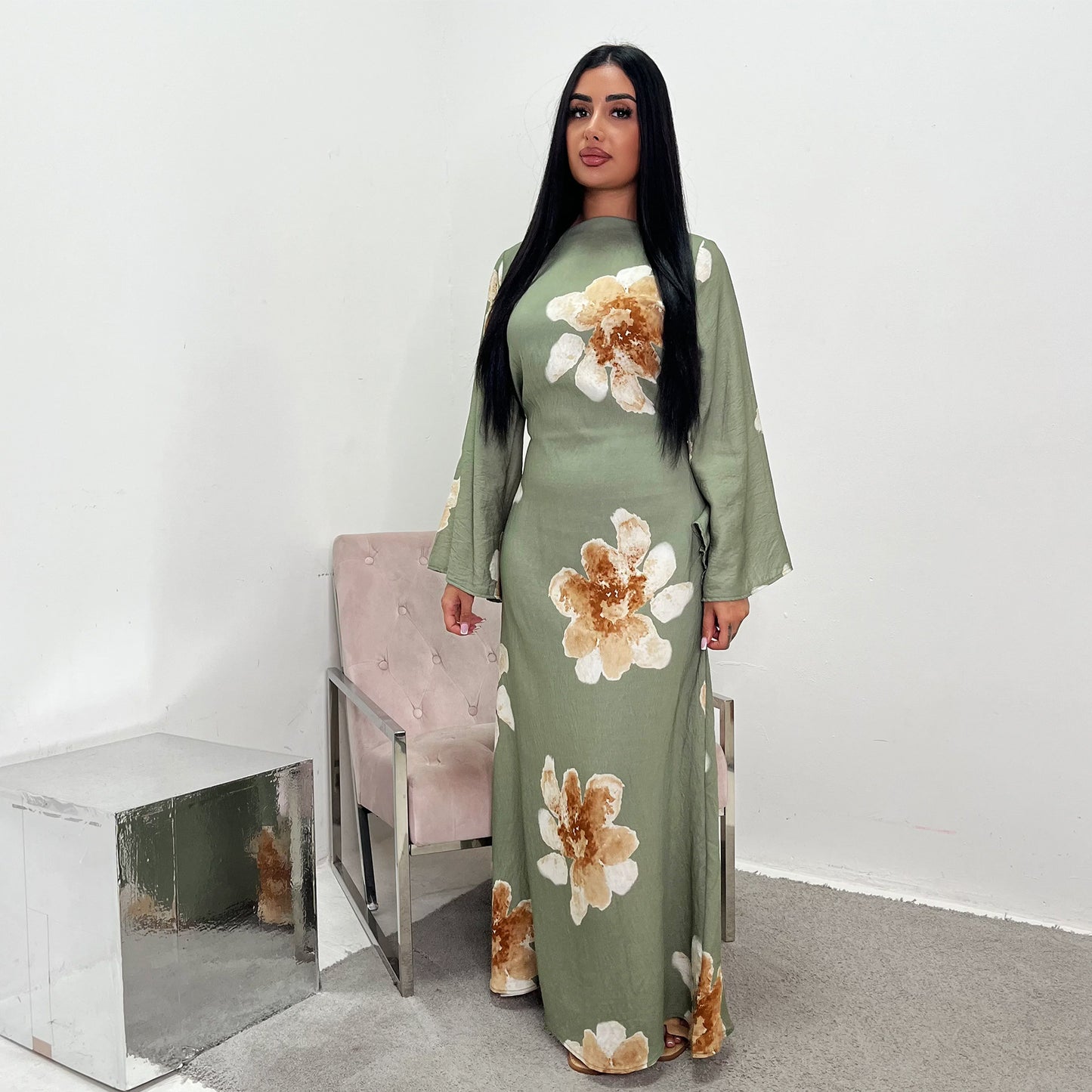 Women's Belted Printed Dress
