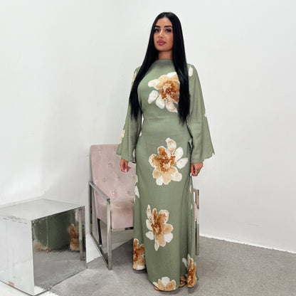 Women's Belted Printed Dress