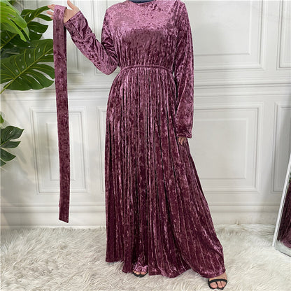Women's Gold Velvet Dress
