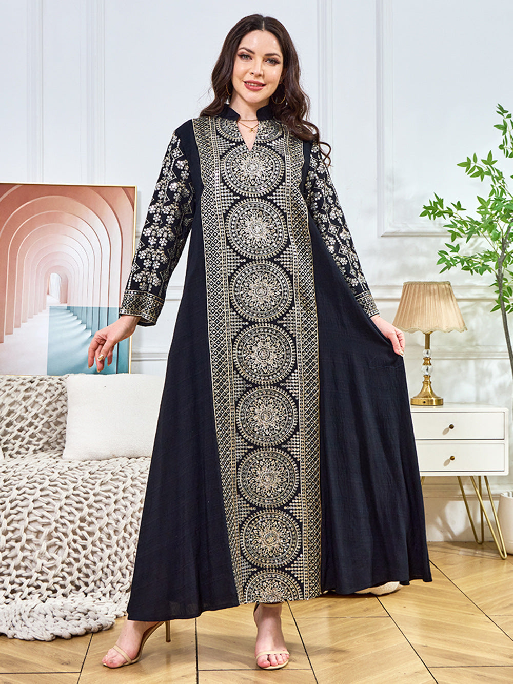 Women's V-neck Ethnic Dress