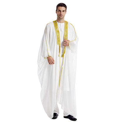 Arabian Men's Embroidered Long Sleeve Bearded Gold Beaded Thobe