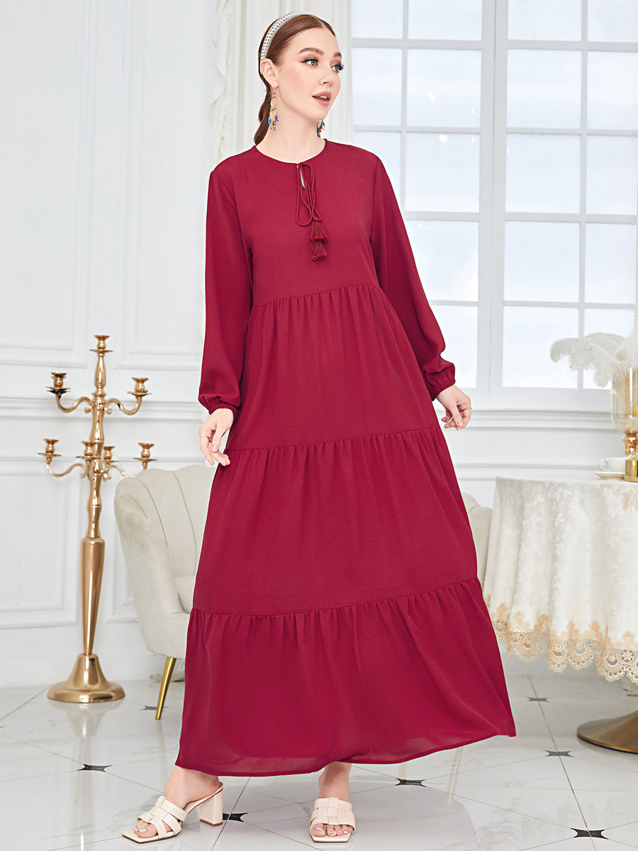 Solid color casual patchwork dress