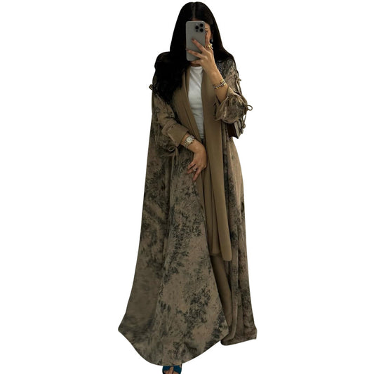 Women's Chiffon Print Two-piece Set with Hijab