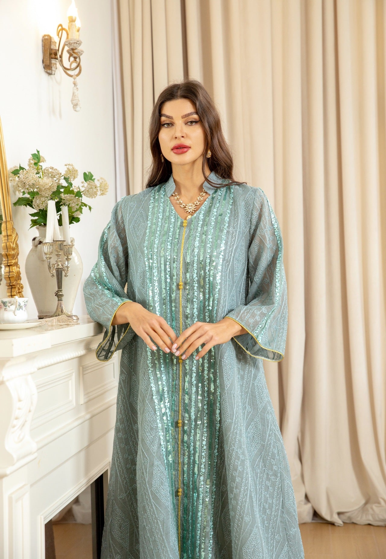 Mesh Embroidered Sequins Patchwork Dress