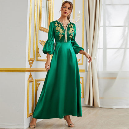 Muslim Applique Green Party Dress