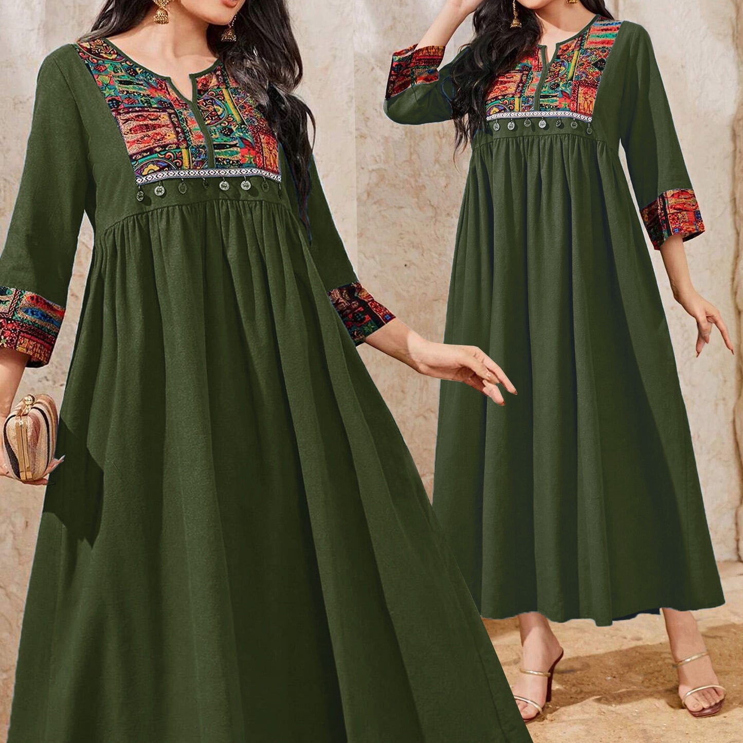 Women's Pendant Ethnic Casual Dress