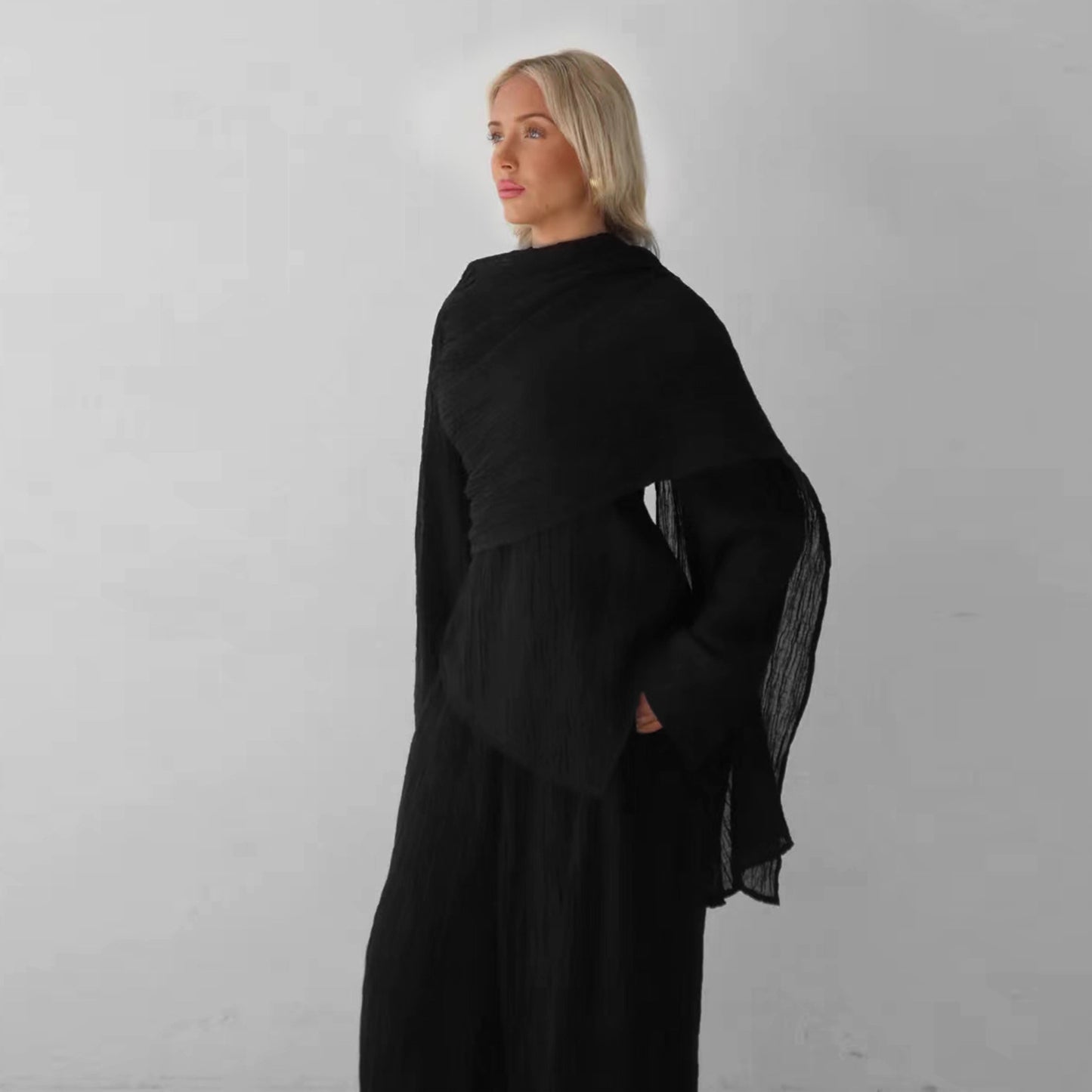Buttoned Cardigan and Pants Two-piece Set