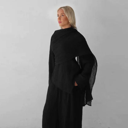 Buttoned Cardigan and Pants Two-piece Set
