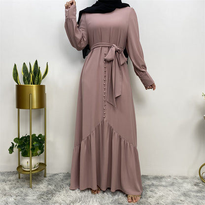 Plain Patchwork Modest Dress
