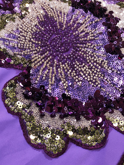 Elegant Contrast Embellished Batwing Kaftan Dress