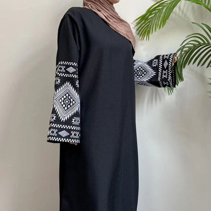 Embroidered Long Sleeve Modest Evening Dress