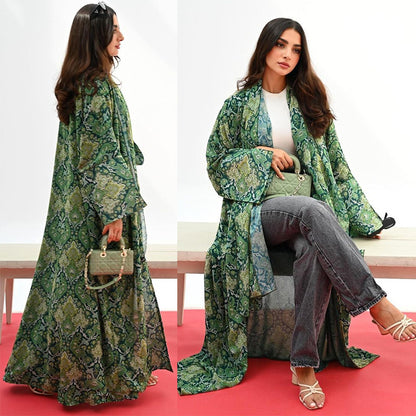 Women's Printed Jacket Robe Cape with Hijab