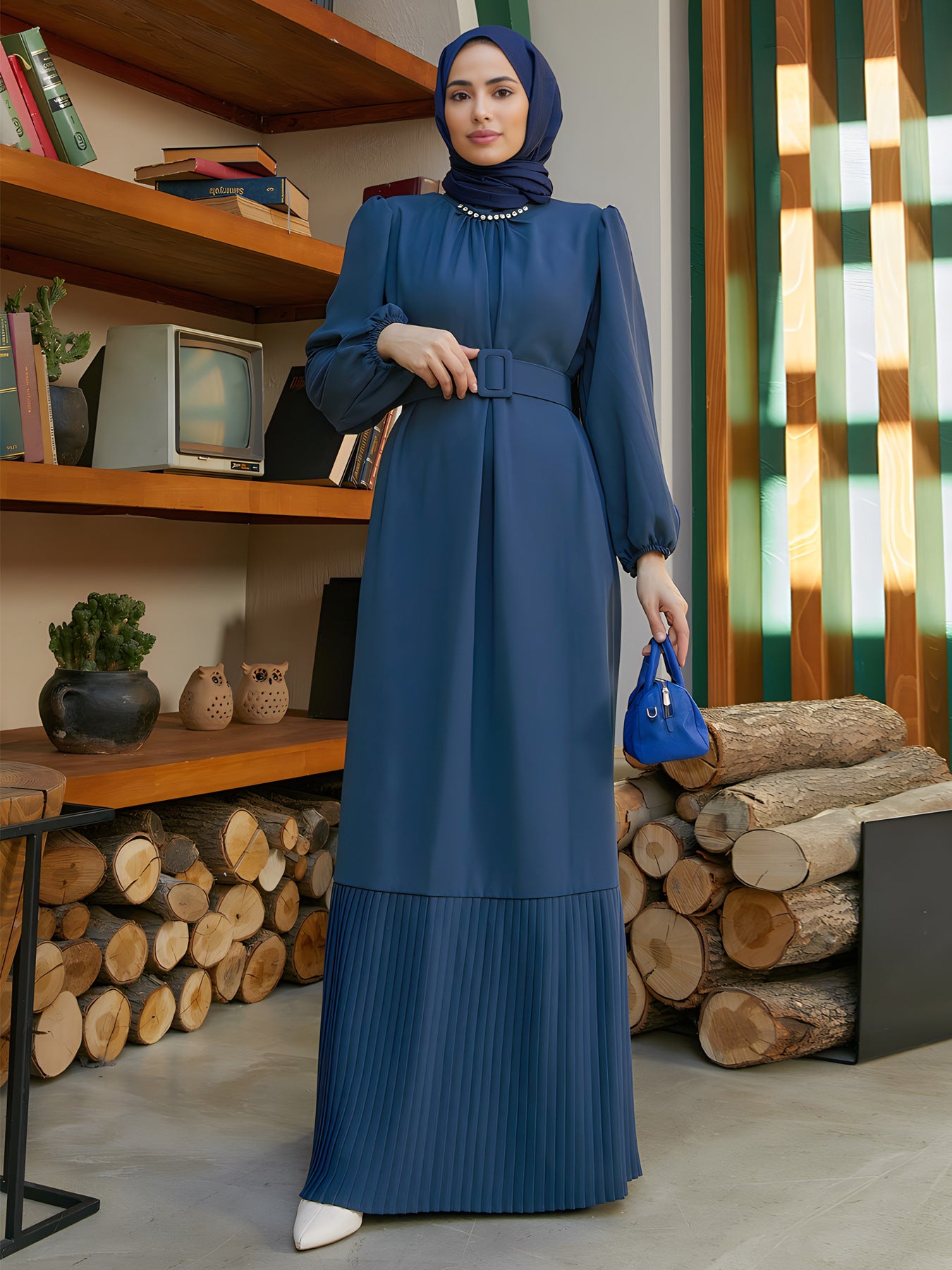 Women's Pinned Bead Pleated Dress