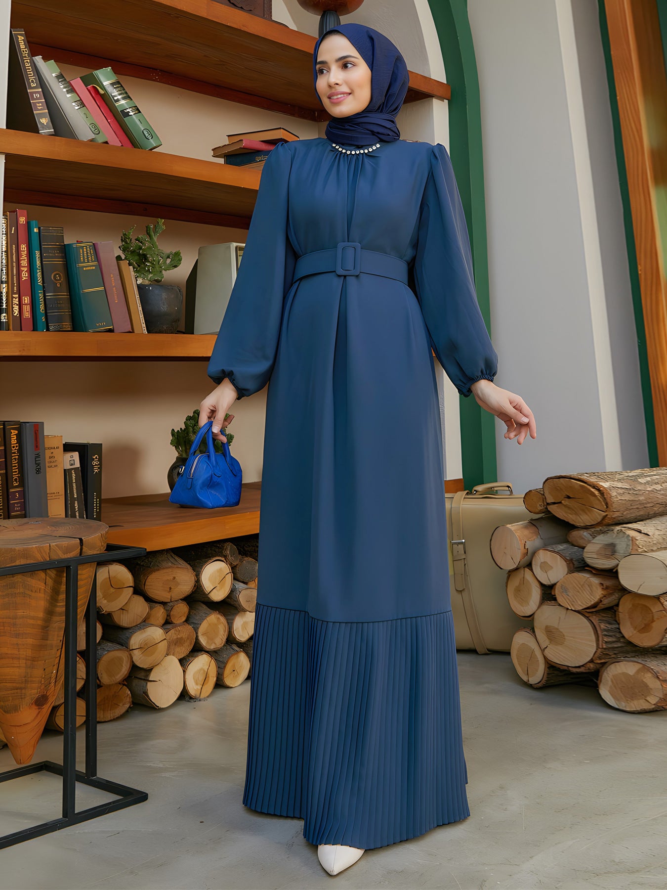 Women's Pinned Bead Pleated Dress