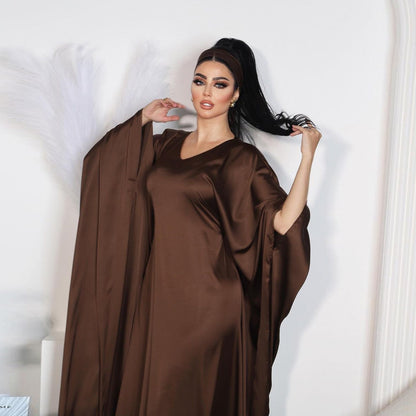 Women's Pullover Waist-cinching Modest Coffee Dress
