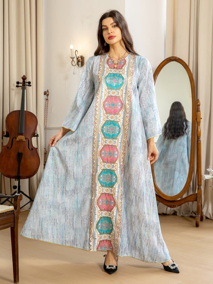 Women's Printed Beaded Embroidered Pullover Dress