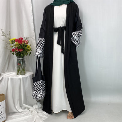 Women's Islamic Spliced Elegant Robe (With Mini Bag)