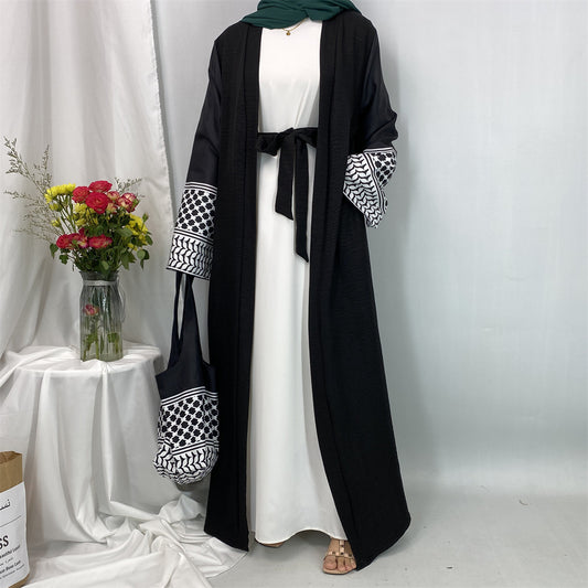 Women's Islamic Spliced Elegant Robe (With Mini Bag)