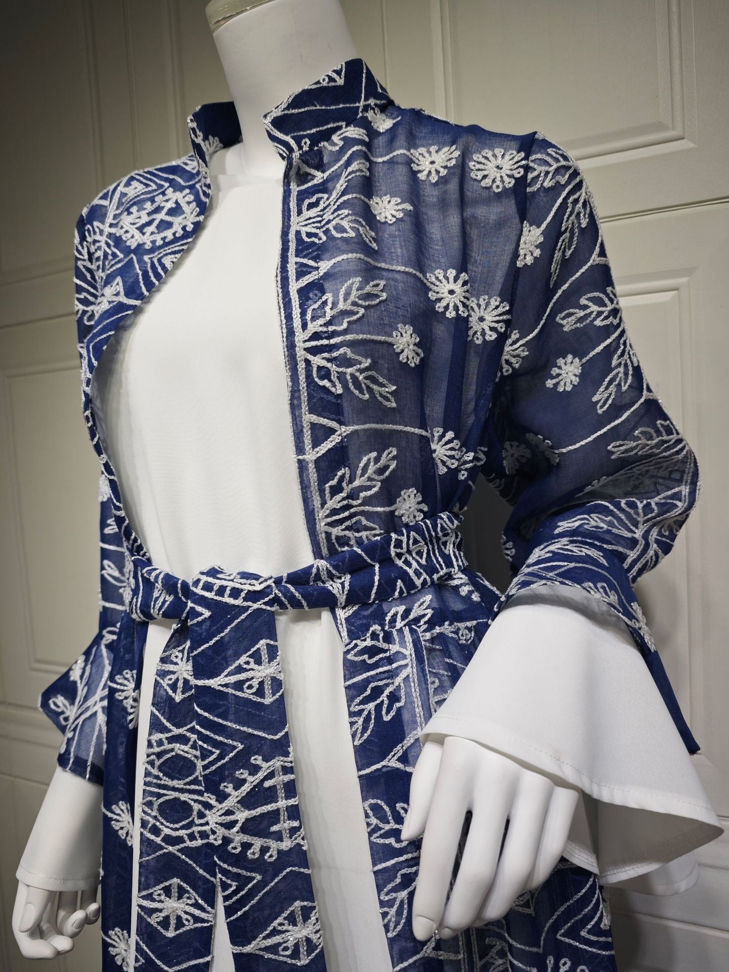 Elegant Long Skirt Embroidered Robe Two-piece Set