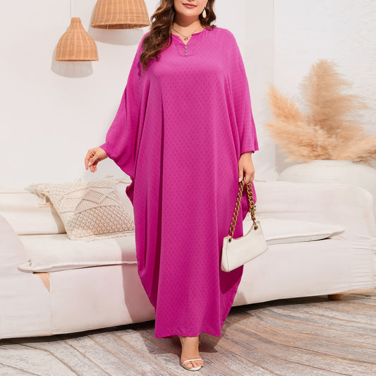 Women's Plain Loose Bat Sleeve Dress