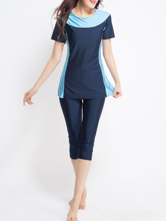 Women's Short-sleeved Swimwear Conservative Swimsuit Burkini