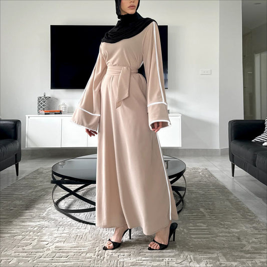 Stylish Solid Color Modest Abaya Dress