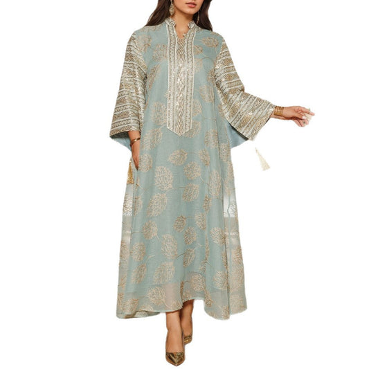 New Tassel Leaf Embroidery Party Vacation Dress