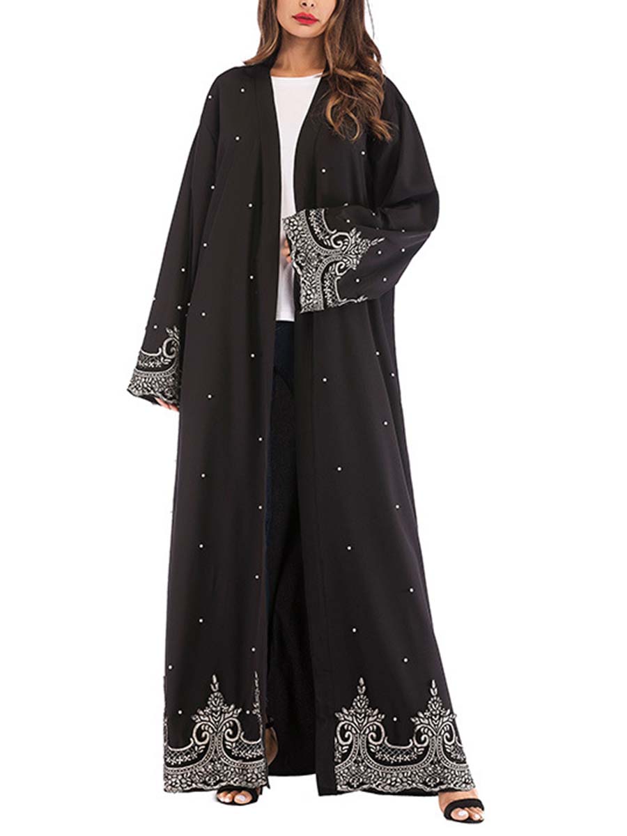 Beaked Robe Long Sleeve Embroidered Beaded Robe Girl – Abayaya