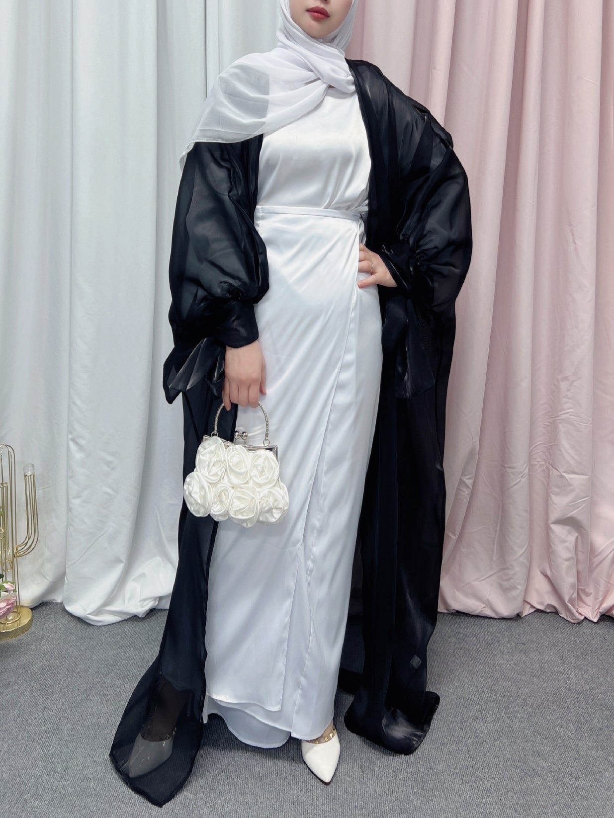 Women's Satin Plain Robe Dress – Abayaya