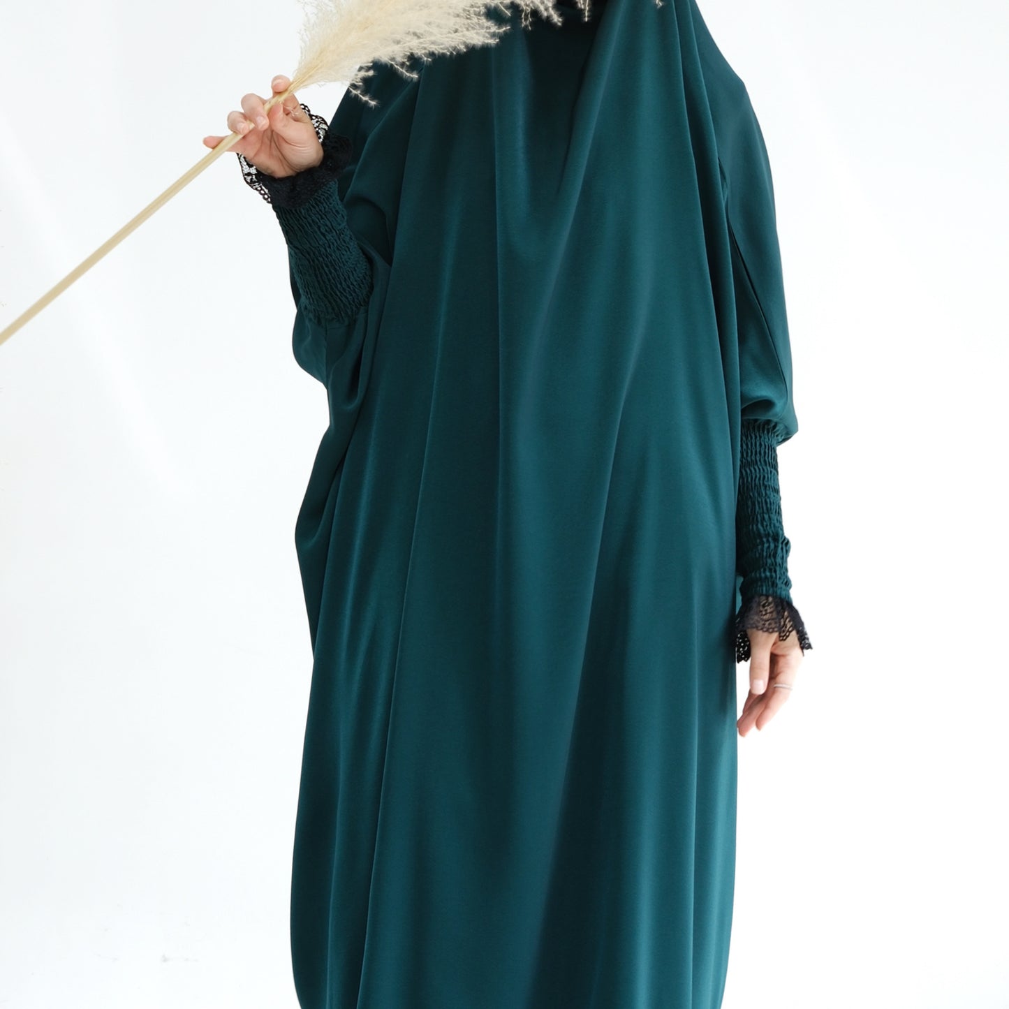 Women's Lace Cuff Loose Hooded Dress Jilbab