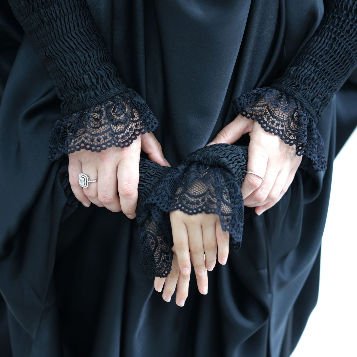 Women's Lace Cuff Loose Hooded Dress Jilbab