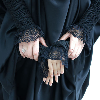 Women's Lace Cuff Loose Hooded Dress Jilbab